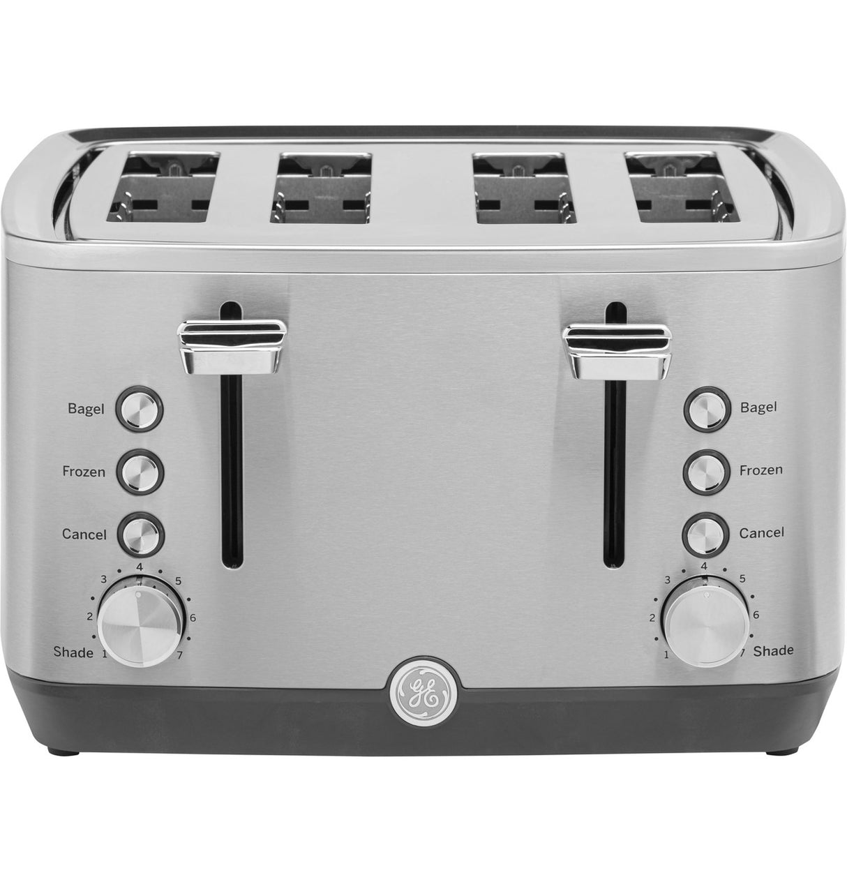 GENERAL ELECTRIC STAINLESS STEEL 4 SLICE TOASTER EXTRA WIDE SLOTS/7 SHADE SETTINGS