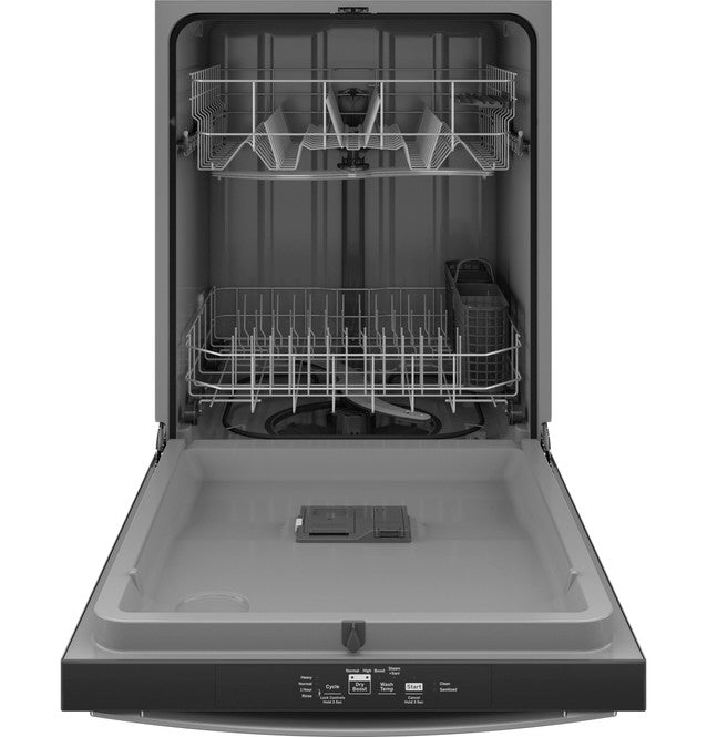 GENERAL ELECTRIC 24 INCH DISHWASHER TOP CONTROL WITH PLASTIC INTERIOR  WITH SANITIZE CYCLE & DRY BOOST