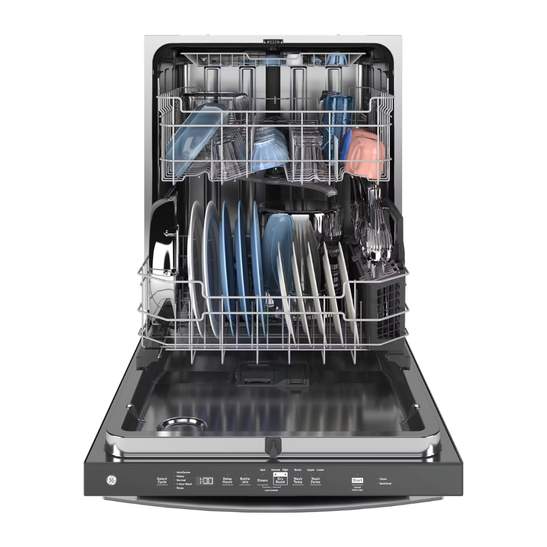 GENERAL  ELECTRIC 24 INCH  STAINLESS STEEL  BUILT IN DISHWASHER  DRY BOOST™ WITH FAN ASSIST