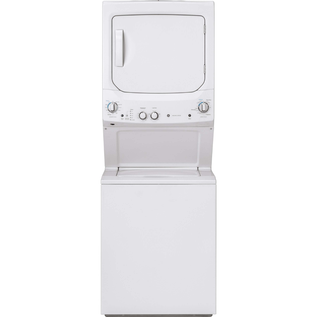 GE UNITIZED SPACEMAKER® 3.8 CU. FT. CAPACITY WASHER WITH STAINLESS STEEL BASKET AND 5.9 CU. FT. CAPACITY ELECTRIC DRYER