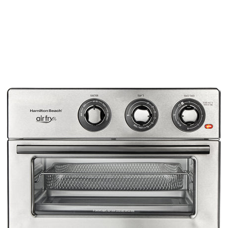 HAMILTON BEACH 21.3 LITRE AIR FRYER TOASTER OVEN 6 FUNCTION WITH METAL MESH BASKET, OVEN RACK AND SLIDE OUT CRUMB TRAY