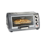 HAMILTON BEACH 6 SLICE, SURE CRISP, WITH MESH BASKET, 4 COOKING FUNCTIONS AIR FRY/BAKE, BROIL, CRUMB TRAY