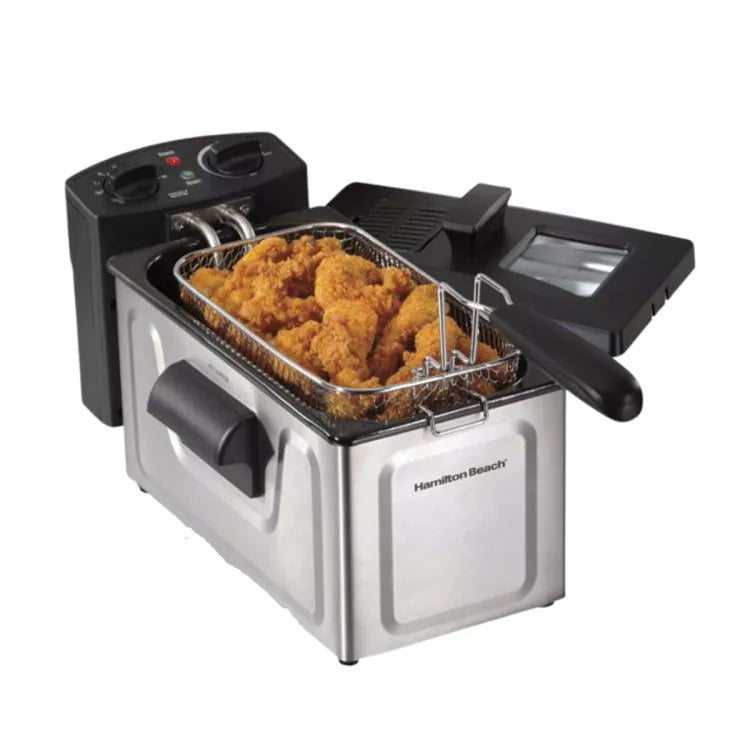 HAMILTON BEACH 8 CUP DEEP FRYER STAINLESS STEEL, ADJUSTABLE TEMPERATURE