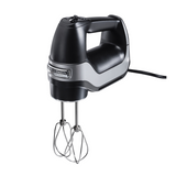 HAMILTON BEACH PROFESSIONAL 5 SPEED HAND MIXER WITH SNAP ON STORAGE CASE, BEATERS AND WHISK BLACK