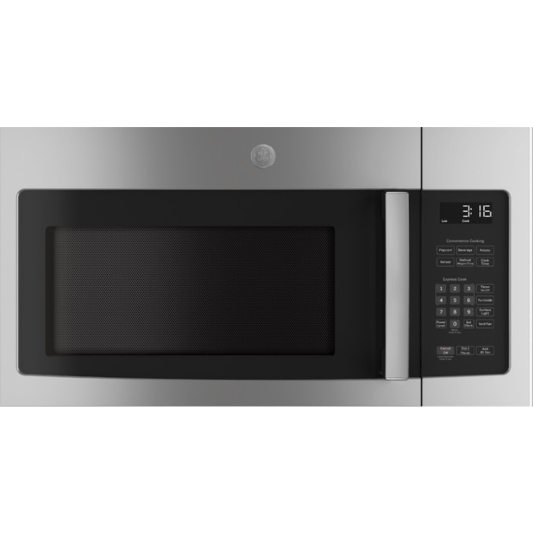 GE PROFILE 1.6 CFT STAINLESS STEEL 10 POWER OVER THE RANGE MICROWAVE BAKE/ROAST OPTIONS