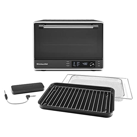 KITCHENAID BLACK MATTE 27 LITERS DUAL CONVECTION COUNTERTOP OVEN W/ TEMP PROBE + AIR FRY + DEHYDRATE, 12 PRE-SET FUNCTIONS + FROZEN OPTION, INTERIOR LIGHT, CAPACITY WIDTH: 15”