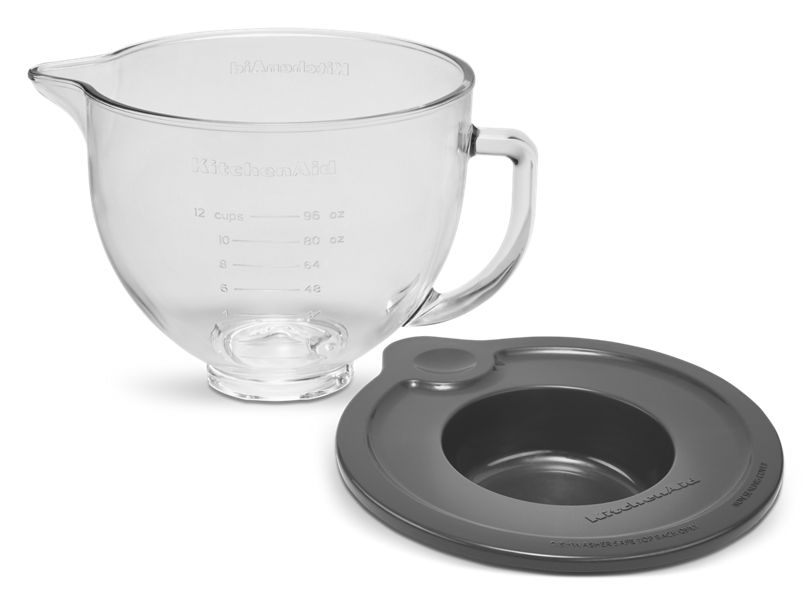 KITCHENAID 5-QT. GLASS BOWL WITH MEASUREMENT MARKINGS, POURING SPOUT, AND LID (FITS ALL 4.5 & 5 QUART)