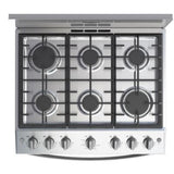 WHIRLPOOL 30 INCH STAINLESS STEEL FREE STANDING GAS RANGE 6 BURNERS CAST IRON GRATES ELECTRIC IGNITION