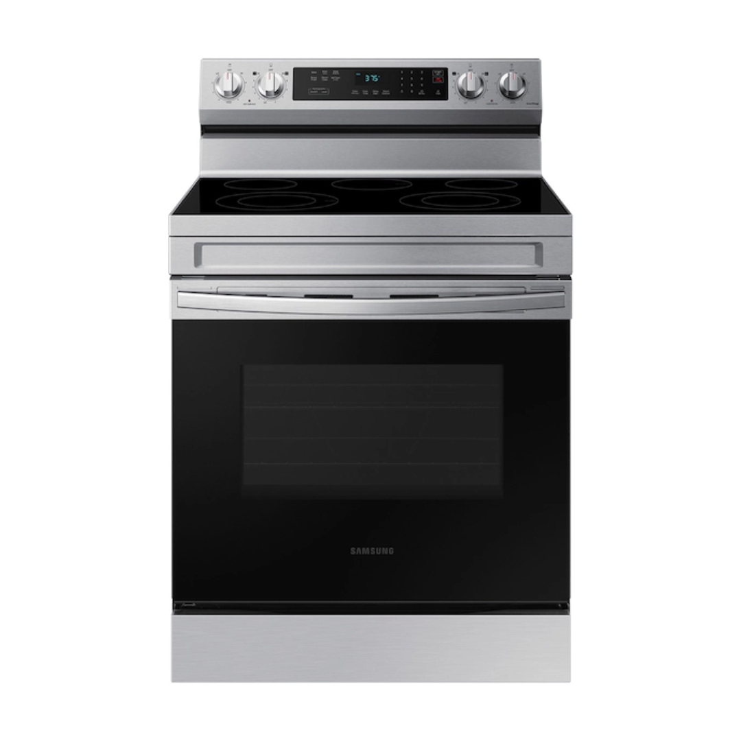 SAMSUNG  30 INCH BLACK/ INOX 5 ELEMENTS FREE STANDING ELECTRIC RANGE WIFI ENABLED/VOICE CONTROL SELF CLEAN