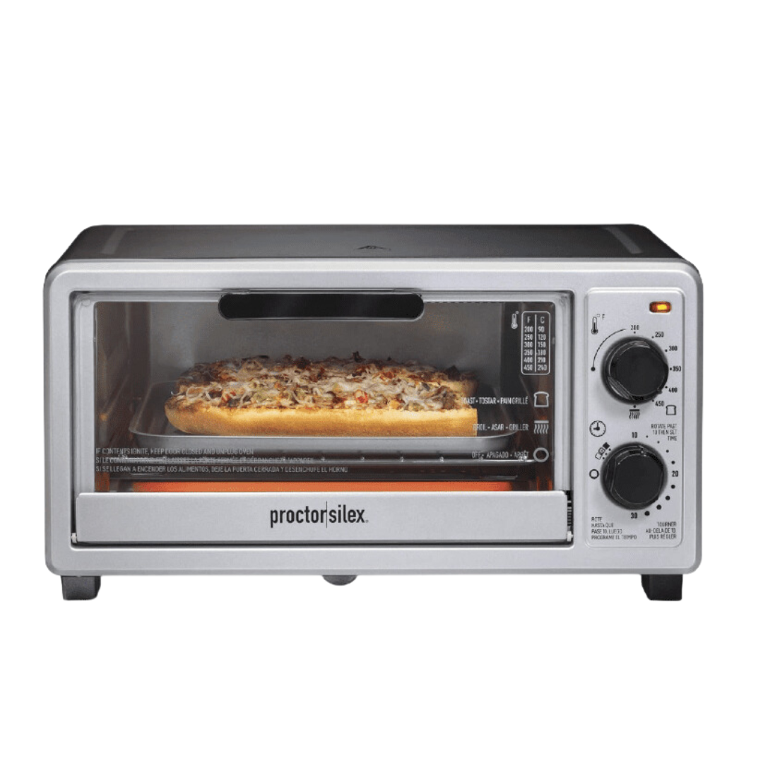 PROCTOR SILEX 4 SLICE TOASTER OVEN WITH BAKE, BROIL, STAY WARM SETTING