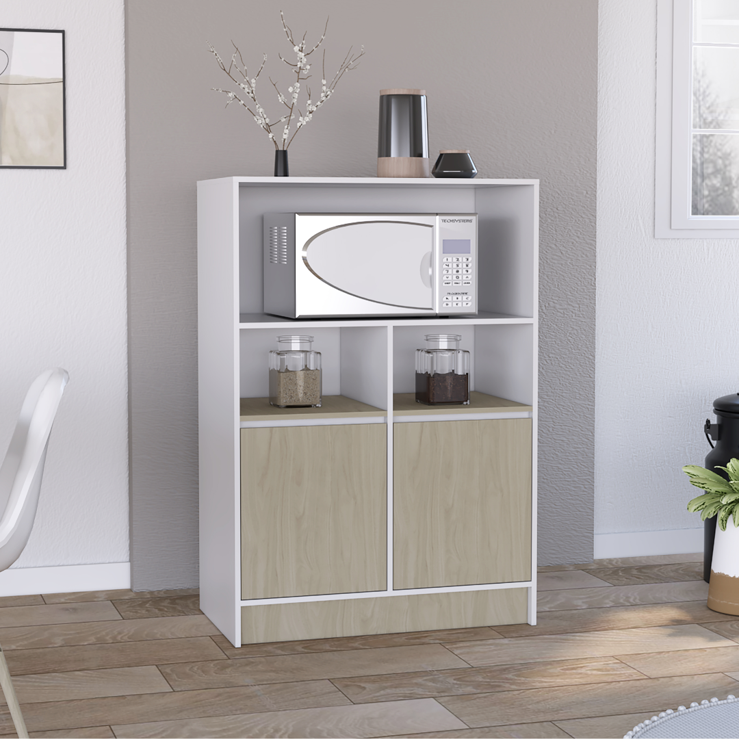 R004 TABY   WHITE/ BROWN MICROWAVE CART