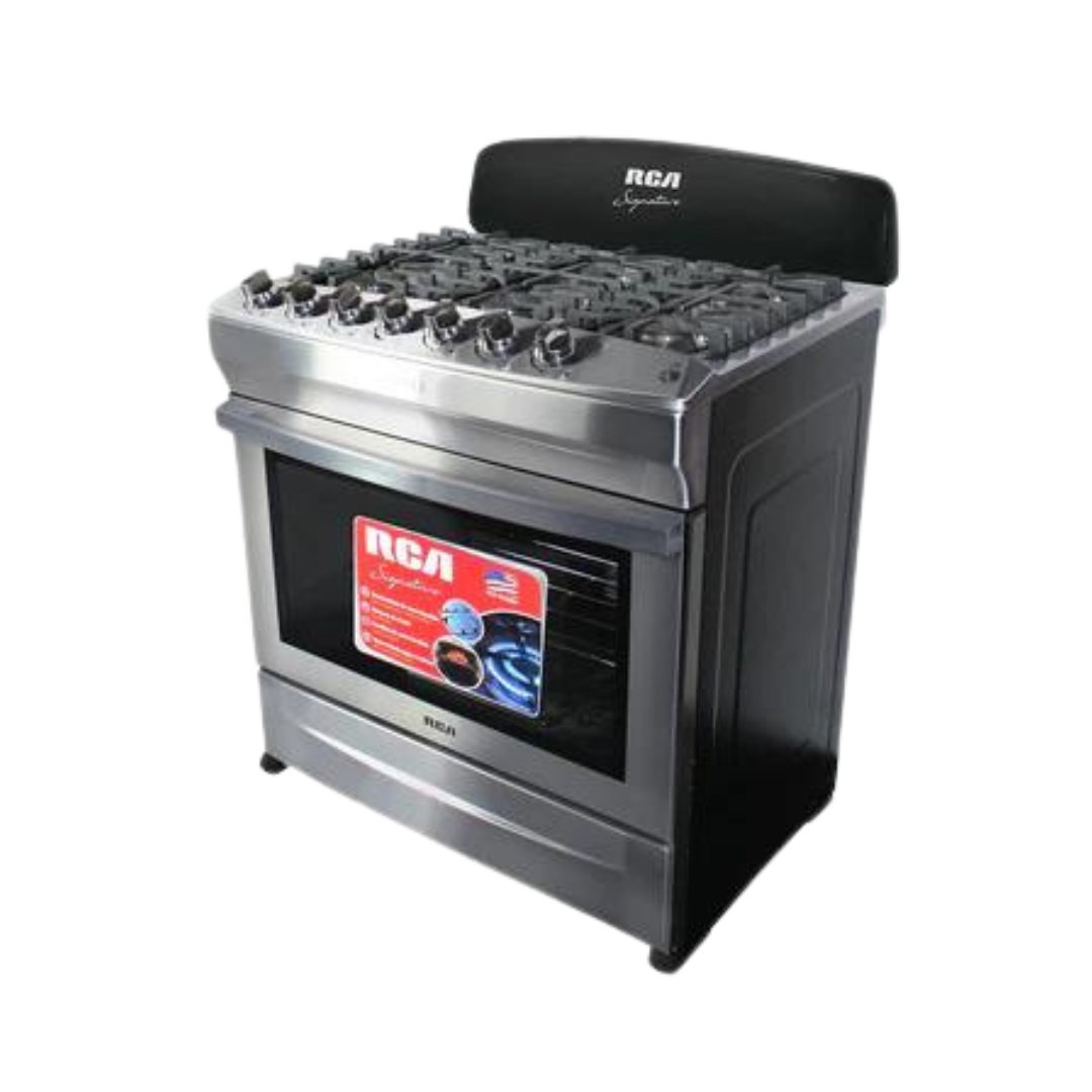 RCA 30" STAINLESS STEEL FREE STANDING GAS RANGE, CAST IRON GRATES, 6 BURNERS