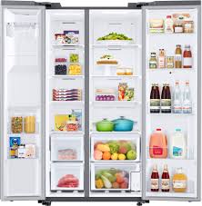 SAMSUNG 26.7 CFT LARGE CAPACITY SIDE BY SIDE REFRIGERATOR TOUCH SCREEN FAMILY HUB™ IN STAINLESS STEEL