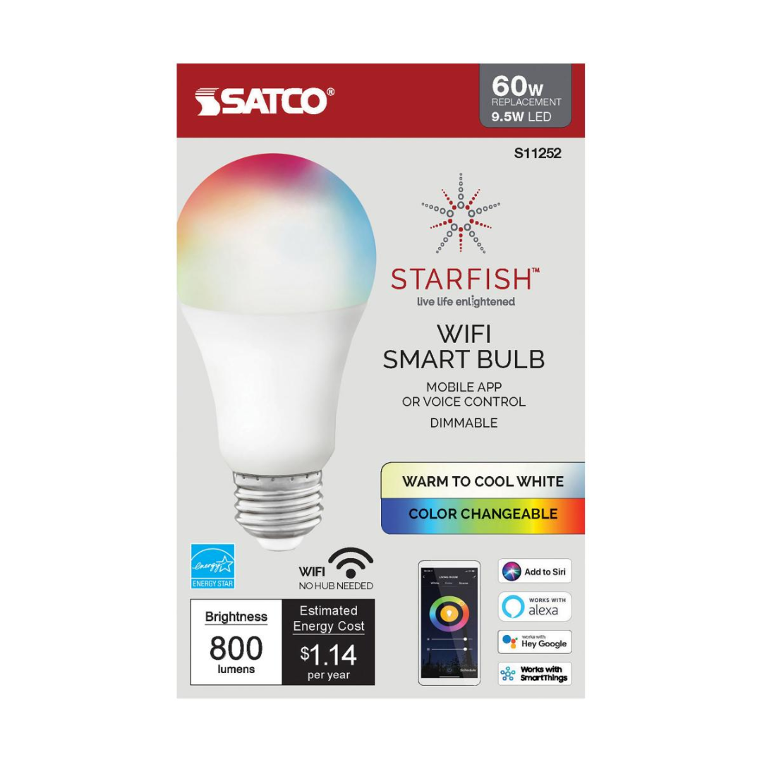 9.5W STARFISH WIFI A19 ENERGY EFFICIENT RGB AND TUNABLE WHITE LED SMART BULB