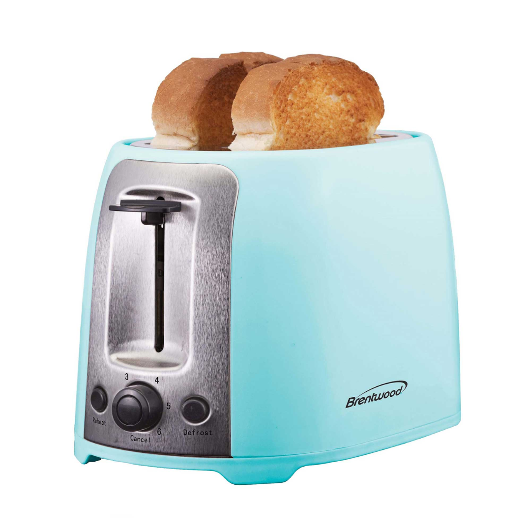 BRENTWOOD 2 SLICE BLUE COOL TOUCH TOASTER EXTRA WIDE SLOTS