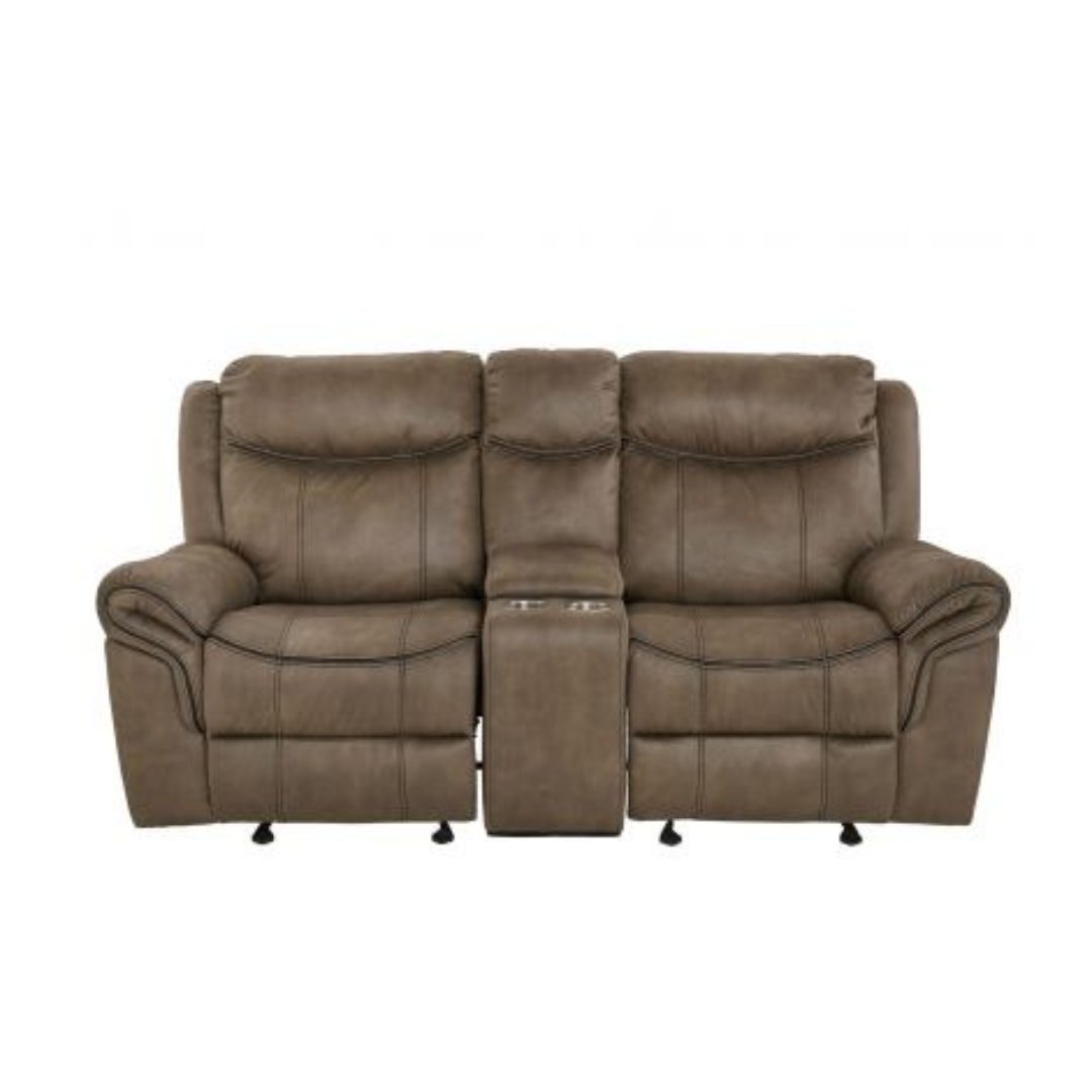 STANDARD FURNITURE KNOXVILLE LOVE SEAT MANUAL GLIDE W/ CONSOLE - MOCHA