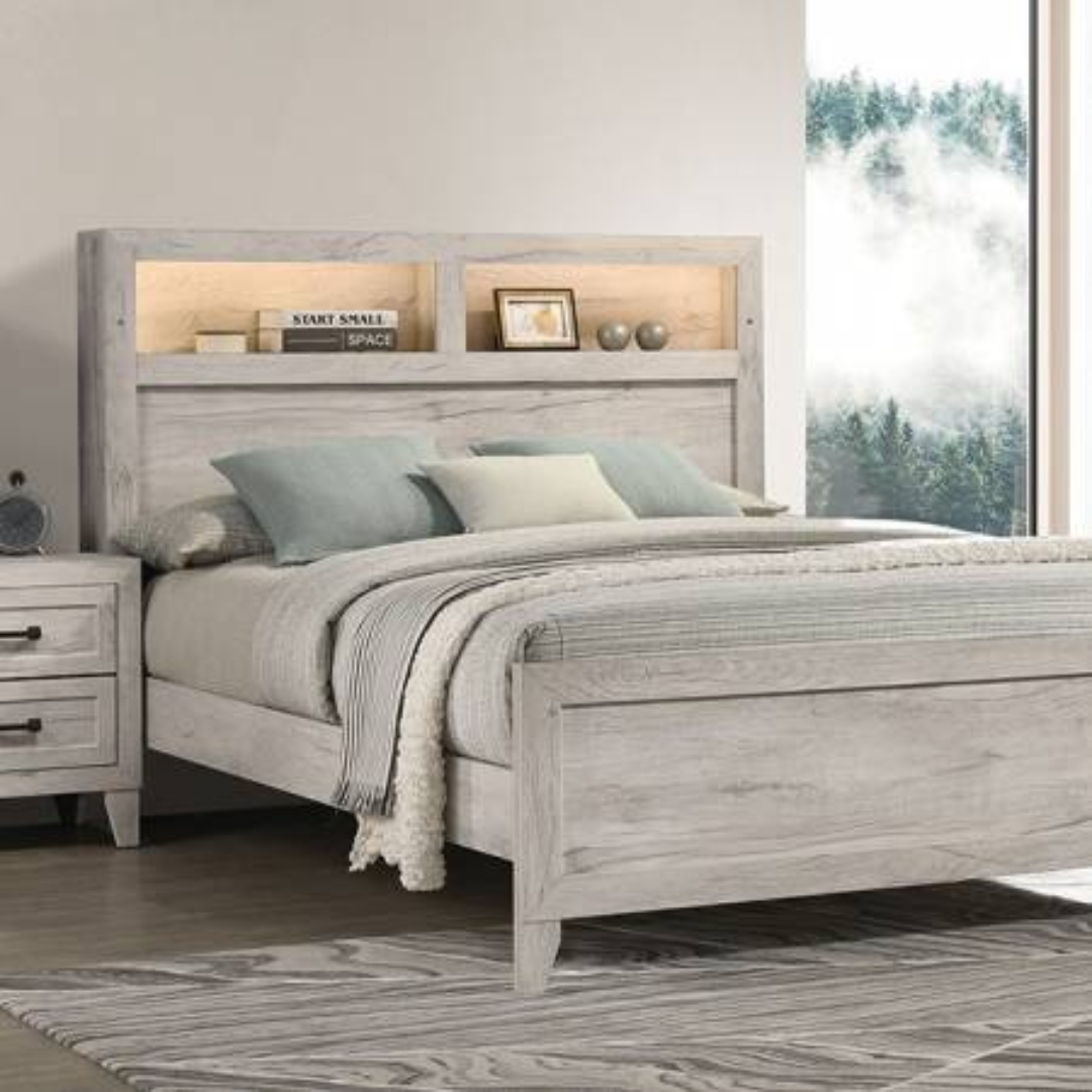 MYSEN QUEEN BED WHITE