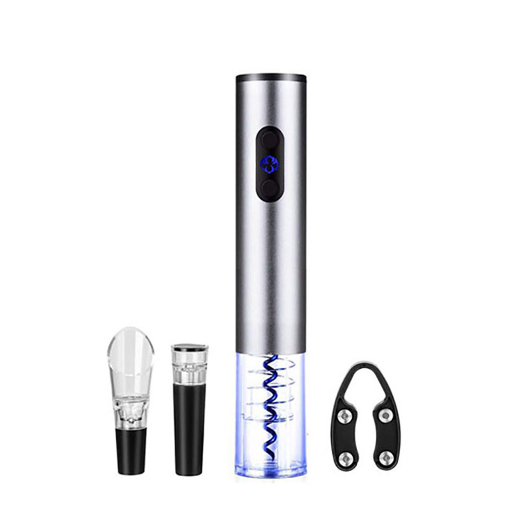 BRENTWOOD 4 PIECE SILVER ELECTRIC WINE OPENER  BATTERIES REQUIRED AA x4- NOT INCLUDED