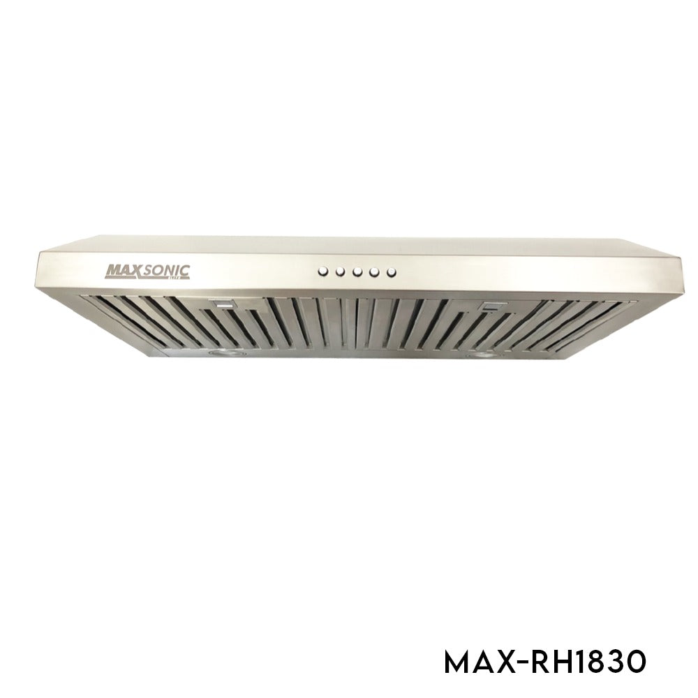 MAXSONIC ELITE 30 INCH STAINLESS STEEL CONVENTIONAL RANGE HOOD 3 SPEED LED LIGHTS.