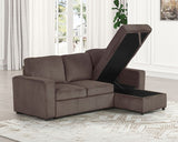 YVES SECTIONAL W/ PULLOUT SLEEPER BROWN