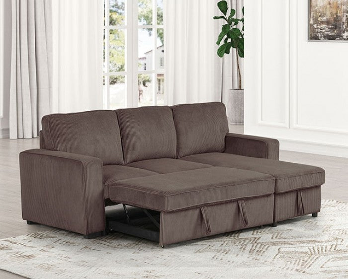 YVES SECTIONAL W/ PULLOUT SLEEPER BROWN