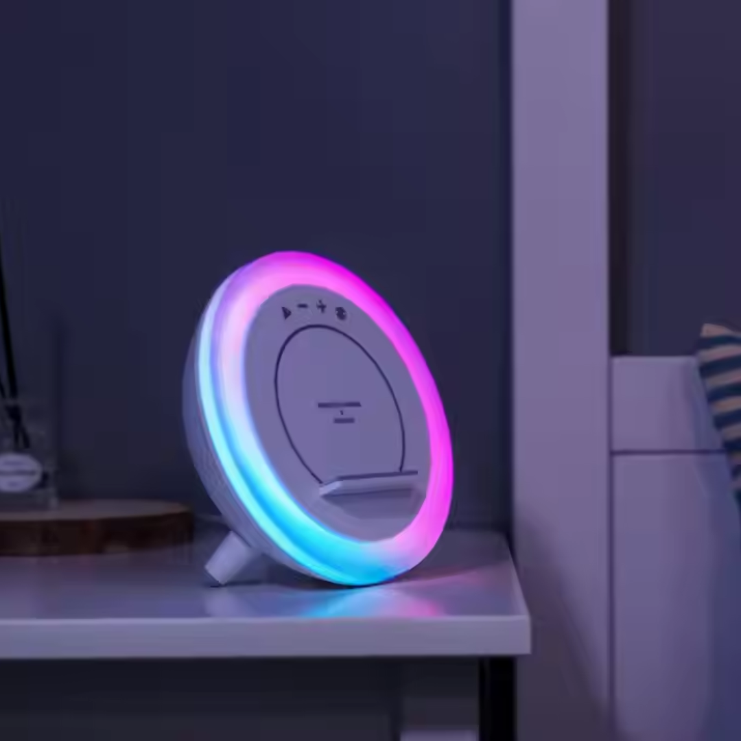 TABLE LAMP WITH WIRELESS CELL-PHONE CHARGING AND CLOCK