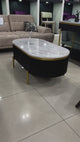 KOBLENZ OVAL COFFEE TABLE W/ 18MM WHITE FAUX MARBLE TOP & 1PC DRAWER DARK WALNUT