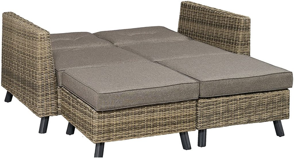MONTEREY GREY LOVE SEAT FABRIC WICKER SOFA/ CHAISE LOUNGE/ DAY BED