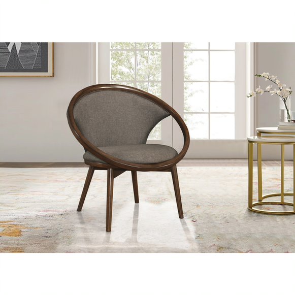 LOWERY CHOCOLATE ACCENT CHAIR W/WALNUT FINISH SPLAYED ROUNDED TAPERED ...