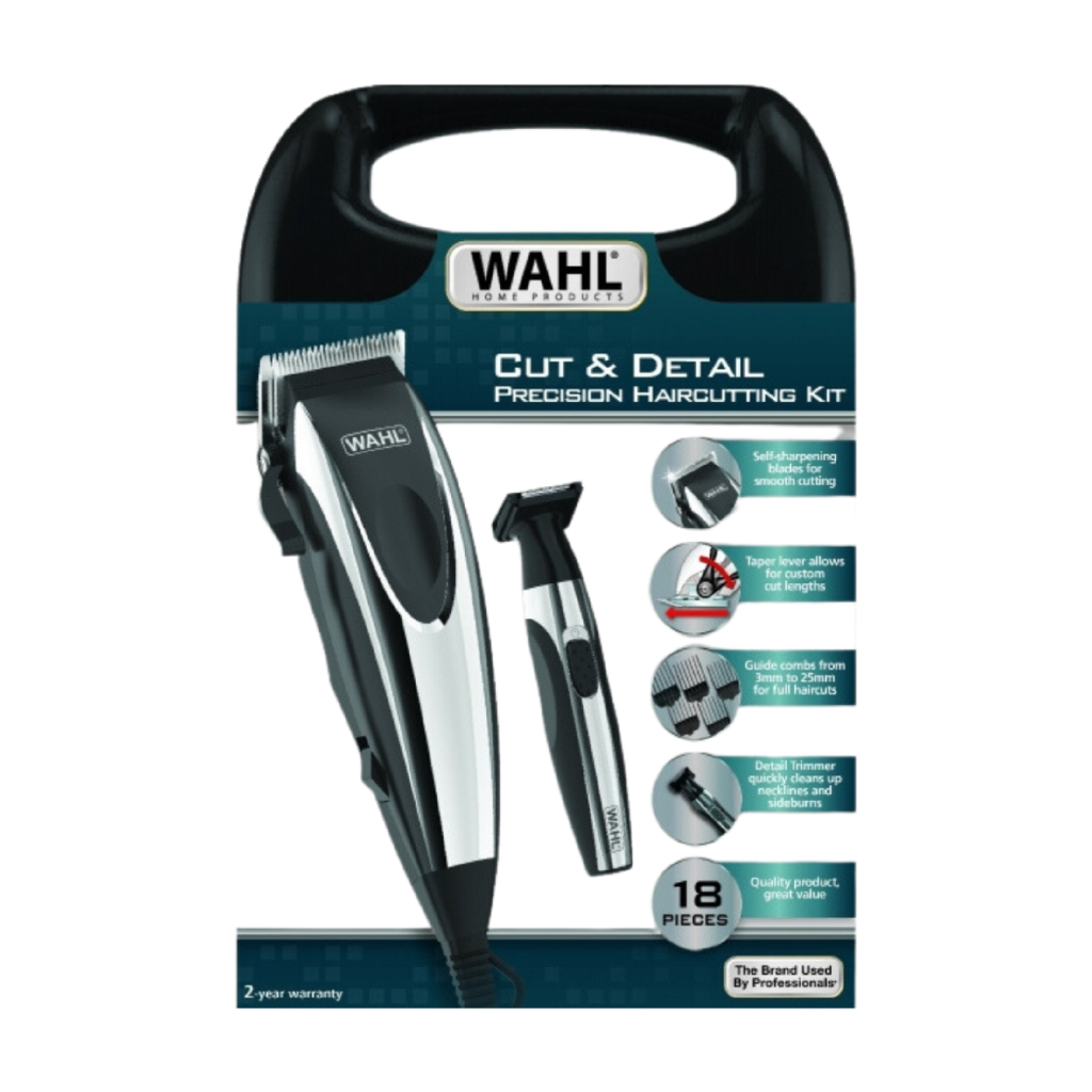 WAHL - CUT & DETAIL HAIRCUTTING KIT WITH ACCESSORIES & STORAGE CASE